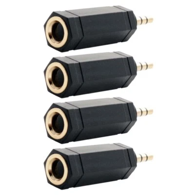 4x 3.5mm 1/8" Male to 6.35mm 1/4" Female TRS Stereo Audio Adapter Headphone Gold - Image 1 of 4