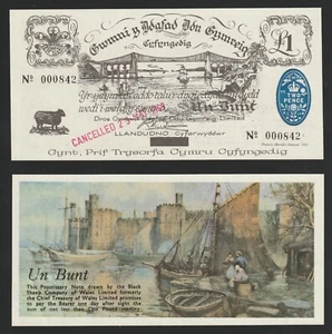 Wales - Welsh Black Sheep Company £1 Un Bunt 1969 Banknote UNC Uncirculated - Picture 1 of 1