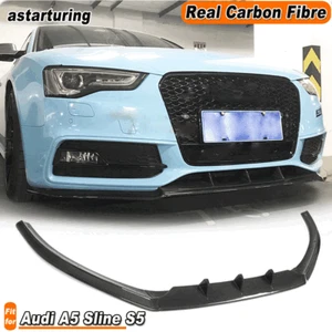 For Audi A5 Sline S5 12-16 Real Carbon Fiber Front Bumper Lip Spoiler Splitters - Picture 1 of 12
