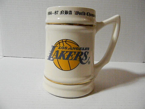 1986-87 LOS ANGELES LAKERS NBA WORLD CHAMPIONS MUG STEIN + BONUS!! Cover