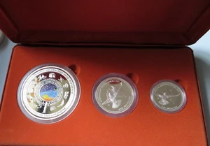 Australia. 2001 Silver - 3 pce Kookaburra Set. 10 oz, 2 oz & 1 oz. Cased - Bild 1 von 6