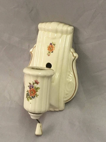 Vtg Ceramic Porcelain Bathroom Shabby Floral Chic Wall Light Sconce 84-18E Cover