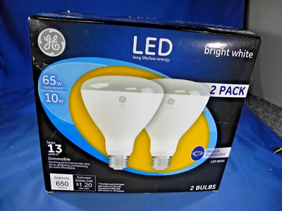 2-Pack GE 65w/10w LED Bright White Indoor Floodlight LED BR30 FREE SHIP! - Image 1 of 4