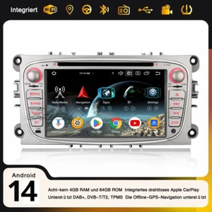 4+64GB Android 14 Autoradio Navi Ford Mondeo Focus S/C-Max Galaxy CarPlay 8-Kern - Bild 1 von 24