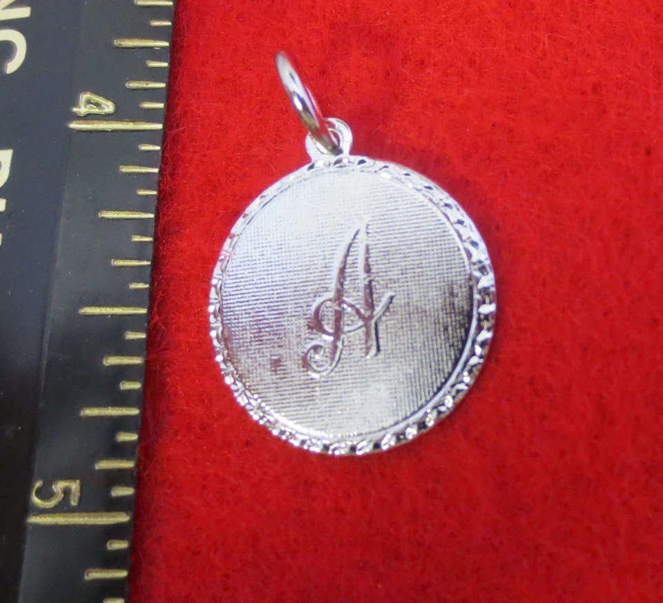 14KT WHITE  GOLD EP LETTER A ROUND INITIAL DISC CHARM WAS $8.95 - Image 1 of 1