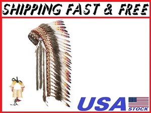 Large Native Indian Headdress - Large Feather Headdress and Choker for Native - Picture 1 of 6