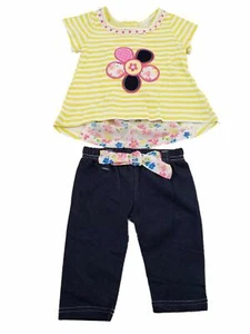 Infant Toddler Girls Yellow Floral Flowers Outfit Top and Bottom 2 Pc Set 2T - Picture 1 of 1