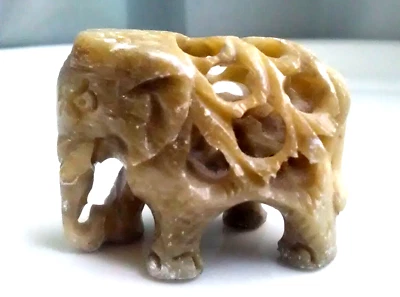 Elefant Stein Figur Halb- Edelstein Handarbeit Kunsthandwerk filigran - Bild 1 von 4