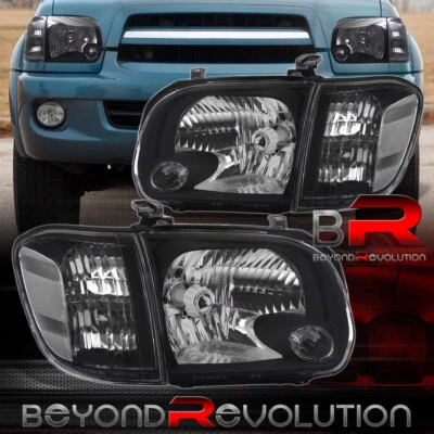 Conjunto de lámpara de cabeza transparente negra para Tundra Sequoia 2005-2007 parachoques luces de esquina Foto 1 de 3