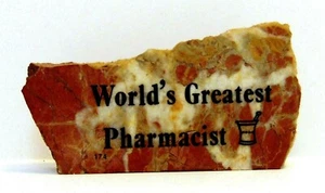 World's Greatest Pharmacist Stone Marble Prize Trophy 5 1/4" x 2.5" x 1/4" - Picture 1 of 4