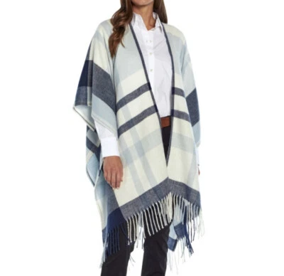 Cashmere Blend Blanket Wrap Women’s Banana Republic Skyler Plaid Fringe NEW $119 - Image 1 of 4