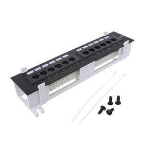 Networking Wall Mount Patch Panel for 12 Ports CAT5 CAT5E Mount Rack Bracket - Afbeelding 1 van 7