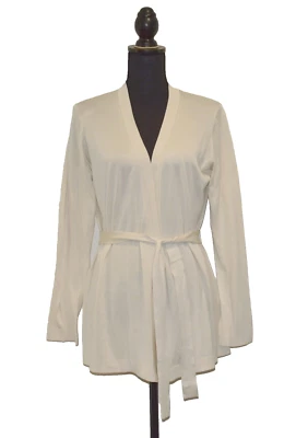 Cardigã suéter C5 novo com etiquetas Martin Margiela bege seda aberto frontal com cinto tamanho M $895 - Imagem 1 de 4