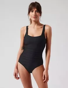 NUOVO! Costume da bagno Athleta collo quadrato unico nero ST piccolo alto nuovo con etichette - Foto 1 di 2