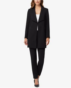 TAHARI ASL PETITE WING-LAPEL LONG TOPPER UK SIZE 8-10 black 2x button christmass - Picture 1 of 1