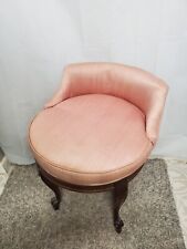 Vintage French Style Swivel Boudoir Vanity Chair Solid Pink Seat