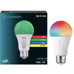 Ecosmart 5 Watt A19 Color Changing Party LED Light Bulb - Porch, Room or Party - Picture 1 of 12