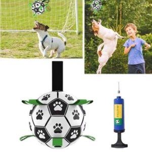 Dog Ball Interactive Soccer Toy Pet Football with Grab Tabs Tug Water Outdoor - Picture 1 of 7