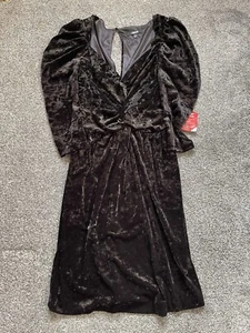 NWOT Womens ASOS Dress, Size 12, Black, Velour, Velvet Style, V-Neck Zip Closure - Picture 1 of 3