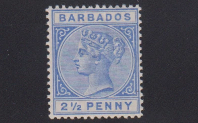 Barbados Sc#62 (SG#94 ) 2 1/2 Penny Deep Blue WM Crown CA MOG - Image 1 of 2