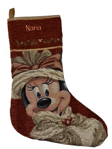 Disney Parks Minnie Mouse Victorian Christmas Stocking 20" Tapestry “NANA” - Picture 1 of 8