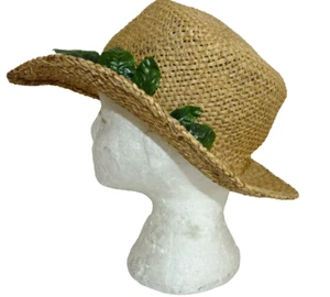 Vintage Trilby Straw Hat Retro Headwear 80s Woven VTG Races Ascot Garden Party - Picture 1 of 10