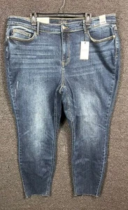 Judy Blue Skinny Jeans Womens Size 24W Blue Dark Wash Mid Rise Raw Hem New - Picture 1 of 12