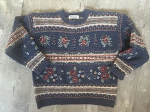 Vintage Signatures by Northern Isles Gr. M Pullover mit Blumenstickerei Handstrick - Bild 1 von 6