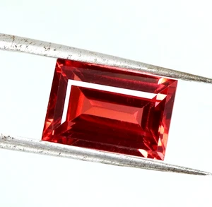 8.75 Ct,12x8 MM Natural Orange Padparadscha Sapphire Baguette Loose Gemstone - Picture 1 of 6