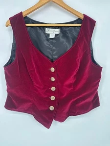 Vtg Hopeless Romantic Crushed Velvet Vest Large Button Romantic Y2K 90s Grunge - Picture 1 of 8