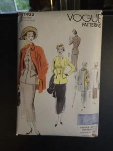 Vogue 1932 Vintage Reissue Circa 1949 Suit & Coat Patterns Sizes 8-16 Uncut - Picture 1 of 3