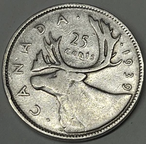 1939 80% Silber Canadian Quarter. Ein helles massives Beispiel.  Kostenloser Versand!! - Bild 1 von 4