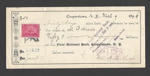 U.S. 1899 PROMISSORY NOTE, COOPERSTOWN, NEW YORK WITH REVENUE # R164 - Picture 1 of 2