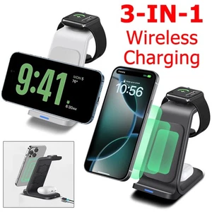 3 in 1 Wireless Charger Dock Station Fast Charging For Apple Watch iPhone 16 15 - Picture 1 of 21