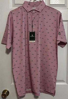 Polo de golf Donald Ross Chicago para hombre, ajuste clásico, mediano, rosa/negro, nuevo con etiquetas Foto 1 de 4
