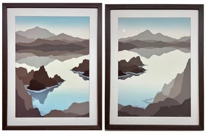 Robert Wilson "Panorama I &II" Signed &# Framed Dyptich Mid-Century Art - Picture 1 of 9