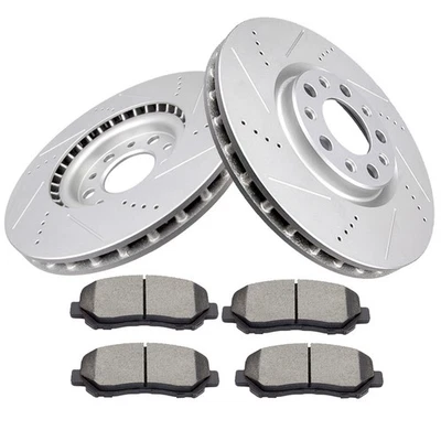 For 13 - 16 Dodge Dart Front Brake Rotors And Ceramic Pad Drilled + Slotted Kit - Изображение 1 из 4