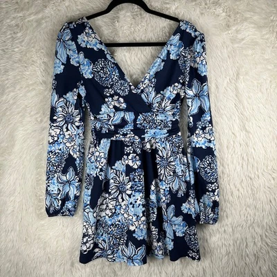 Mameluco manga larga Lilly Pulitzer XS Riza marea baja azul marino ramo estampado todo el día Foto 1 de 4