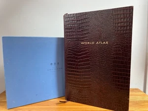 Stunning Smythson Mara Leather Luxury Large Table Top World Atlas RRP £825 - Picture 1 of 20