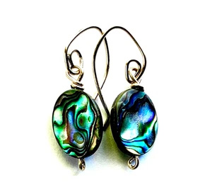 Ohrringe 14 Karat Gold. Abalone Shell. Edelsteine.  Dangle Drop. Fein/Handarbeit - Bild 1 von 5