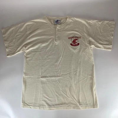 Camisa Henley Atlética con Logotipo Blanco Vintage Washington State Cougars Para Hombre Grande Foto 1 de 4