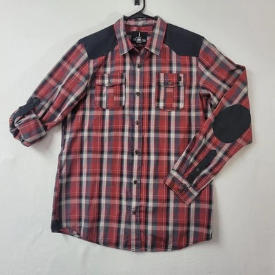 Camisa con botones I Jeans by Buffalo XL parche en el codo roja a cuadros manga 2 vías para hombre Foto 1 de 4