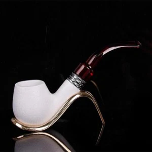 Pipa Meerschaum custodia tabacco da fumo intagliato blocco a mano vintage pipe pipe nuova - Foto 1 di 24