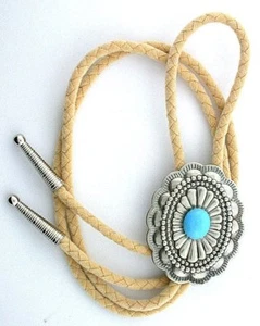 12x10 Sleeping BeautyTurquoise Cab Cabochon Gemstone Bolo Tie Cord Tips EPBT87N - Picture 1 of 2