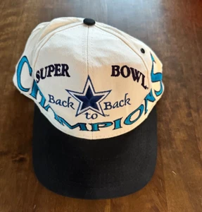 Logo 7 Dallas Cowboys-Super Bowl Back To Back Champions-Snapback Hat-VTG 90's - Picture 1 of 7