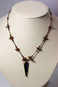Beautiful Abalone Shell & Bar Beads Necklace 17” - 6931 - Picture 1 of 5