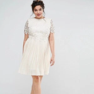 NWT Little Mistress Premium Lace Overlay Dress With Pleated Skirt Ivory Sz 20 - Picture 1 of 14