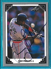 TONY PHILLIPS signed 1991 Leaf baseball card #4 DETROIT TIGERS