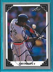 TONY PHILLIPS signed 1991 Leaf baseball card #4 DETROIT TIGERS