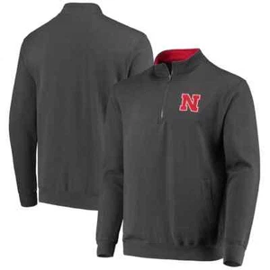 Nebraska Cornhuskers Sweater Men's Large Charcoal 1/4 Zip Pullover Jacket New - Picture 1 of 12